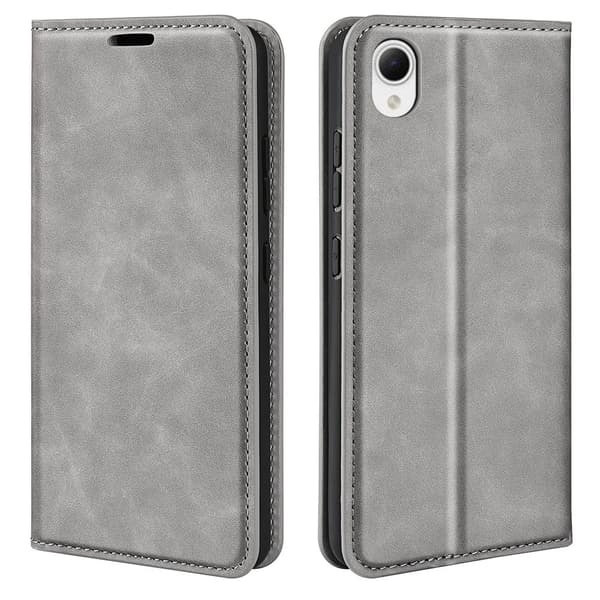Fodral för Samsung A04 4G grå Anpassat läder flip magnetisk sug Grey