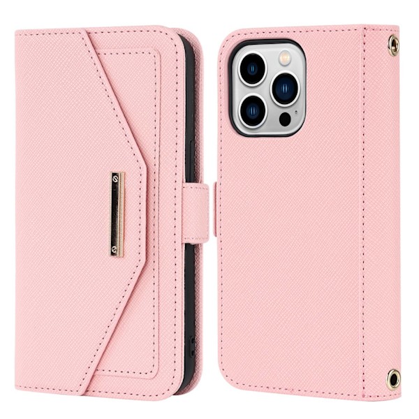 Kotelo iPhone 14pluspink suojakuori lompakko nahkaa