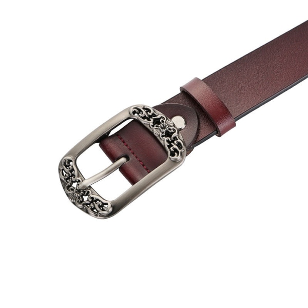 Naisten vyöt Retrovyö Yksinkertainen nahkainen leveä vyö Casual Täysin sopiva farkut Koristeellinen nahkavyö naisille Reddish Brown 105cm