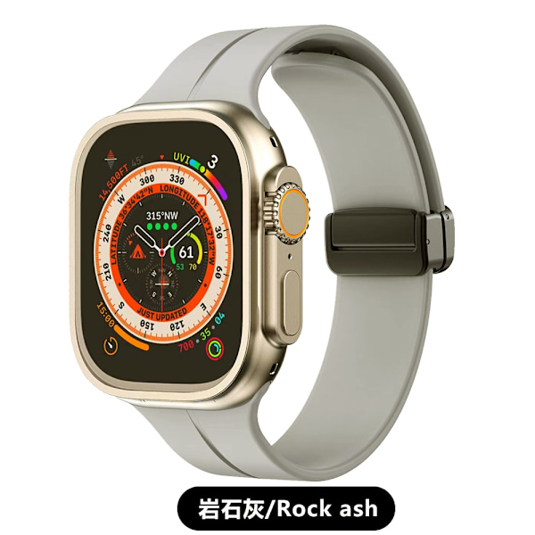 Kellon ranneke Apple Watch iWatch -kelloon. Soveltuu: 1.-8. sukupolvi SE 42/44/45/49mm 14 Rock Gray