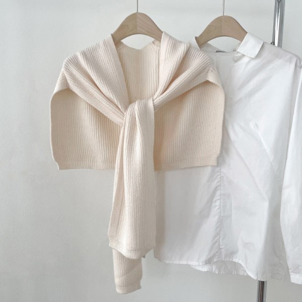 Damestrik efterår vinter sweater lille sjal matchende overtøj med aircondition værelse tørklæde Milk apricot