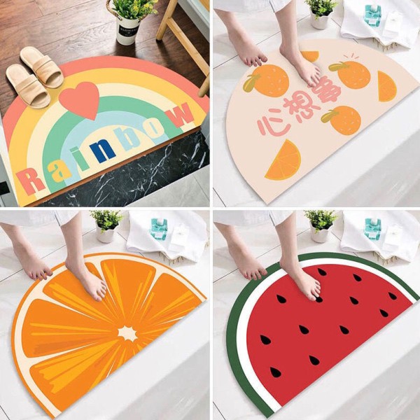 Bath Mat Non Slip Absorbent Shower Bathroom Rug Carpet Semicircle Watermelon 45 * 90cm