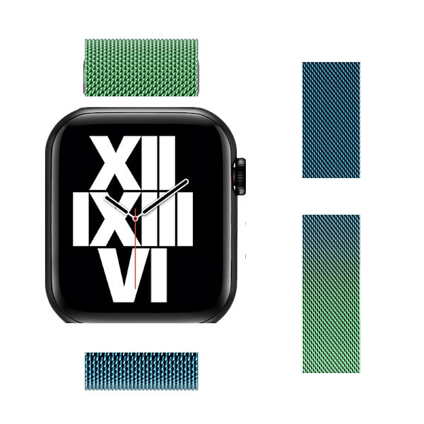 Urrem til Apple Watch iWatch Anvendelig: 1-9 generation/SE 42/44/45/49mm 1 Gradient - Blå-grøn