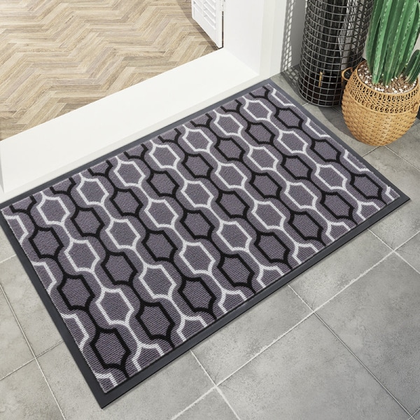 Bademåtte Skridsikret Absorberende Bruser Badetæppe Tæppe PVC Hjem Indgang Black 60x90cm