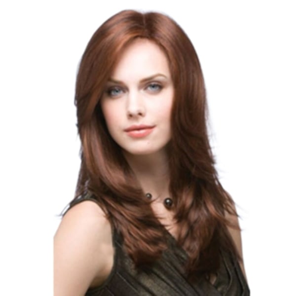Naisten kuituperuukki Muoti pitkät hiukset cover ruskea