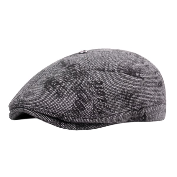 Barettihattu Vanhojen miesten huipullinen cap Baretti syksyn ja talven korvaläpät Cap Paksutettu Lämmin Advance Hatut Brittiläinen hattu Gray L(58cm)