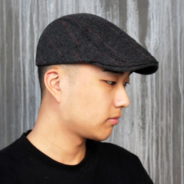Baretti Hattu kalanruotohuippulaki Miesten villainen cap talvihattu Taiteellinen nuoriso Advance-hatut Vanha hattu Dark gray Adjustable