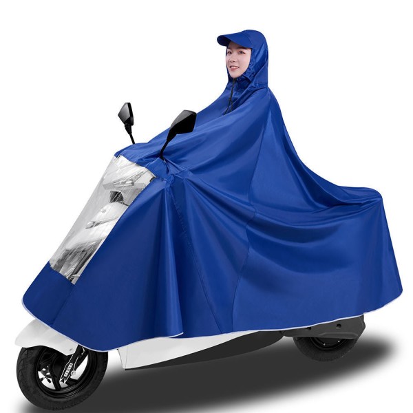 Regnfrakk Regndress Motorsykkel Elbil Lang Dobbelbrem Fotbelegg Fortykket Brim single Blue 7XL (small model)