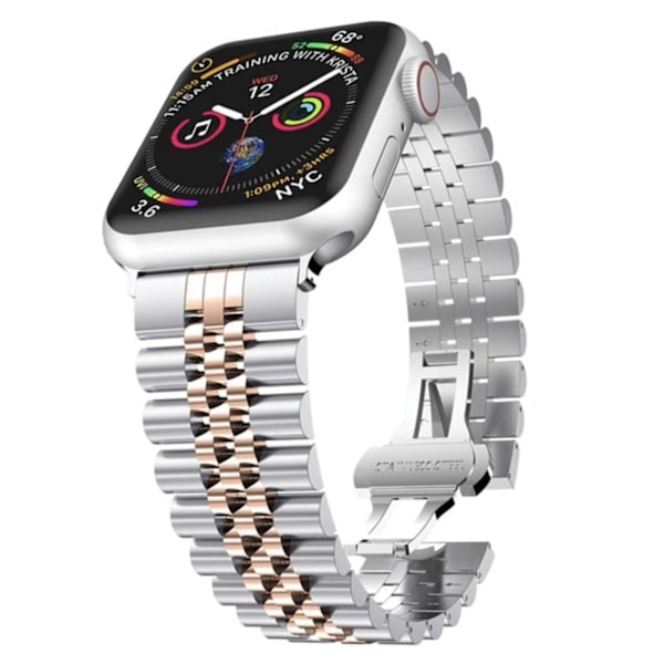 Urrem til Apple Watch iWatch 38/40/41/S10-42mm Sølv Rosaguld