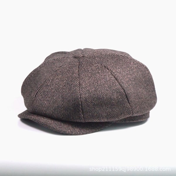 Beret Hat 2022 Autumn Winter Thickened Warm Casual motehette Herringbone coffee L/XL61