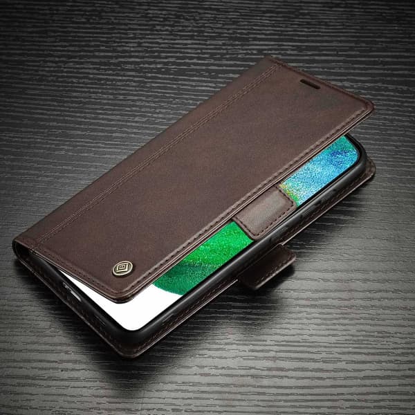 Etui til iPhone 13mini kaffe magnetisk lær business flip stativ