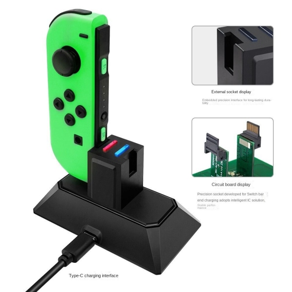 För Switch JoyCon Handle Charger Switchcholed vänster och höger handtag Dual-Seat Charger