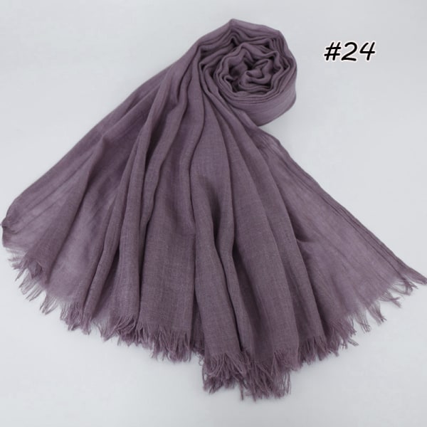 Skjerf for kvinner 2022 Bomull Lin Ensfarge Tr Bomull Koreansk stil 24# leather purple 190cm