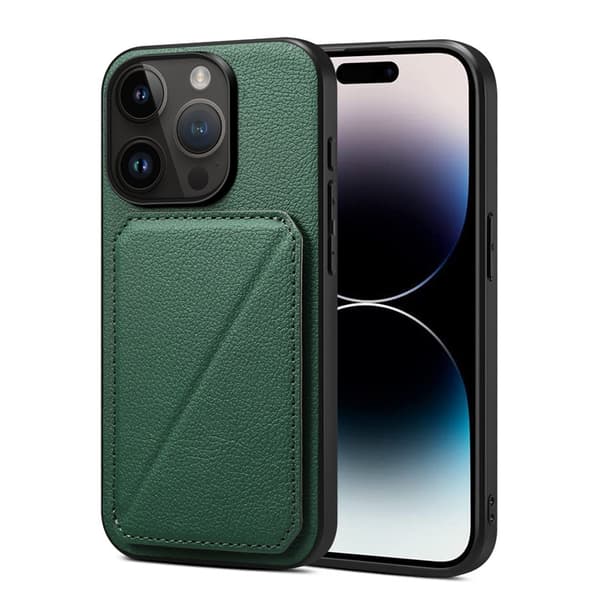 Etui til iPhone 13 Pro Max grøn læderimitation kalvemønster