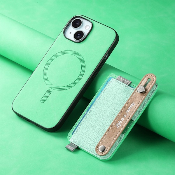 iPhone 16 Pro Max -kotelo, vihreä magneettinen korttipidike ja lompakko