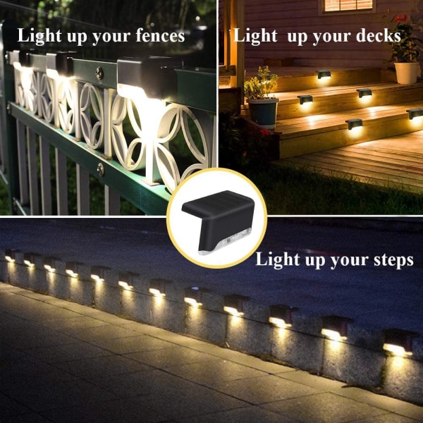 4/8/16 STK S LED Solar Stair Lamp Utendørs Vanntett Led Solar Step Lights Gjerde Lampe dekorasjon for Patio Stairs Hagegård brown case RGB 8pcs