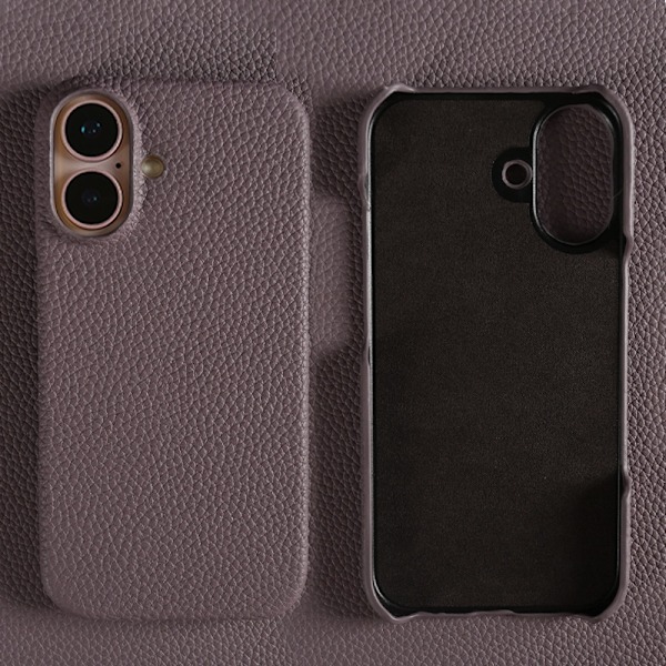 Fodral för iPhone 13pro ljuslila läder högkvalitativt första lager kohud
