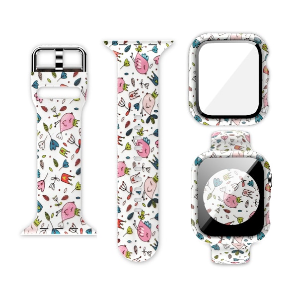 Klockarmband för Apple Watch iWatch 38mm Vit Blomma