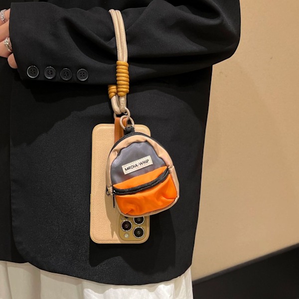Fodral för iPhone 14PRO khaki läder ljusbrunt armband liten väska skolväska crossbody