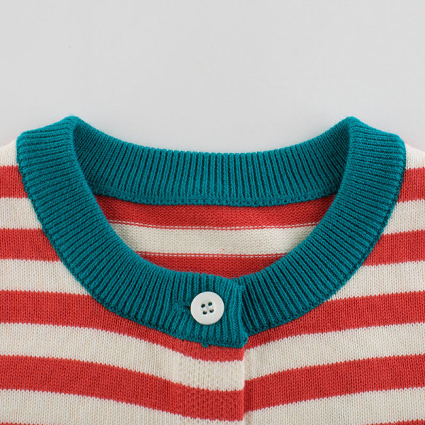 Kvinder Strik Efterår Vinter Sweater Børnetøj Frakke Piger Babytøj Stribet Red 50*79*54cm