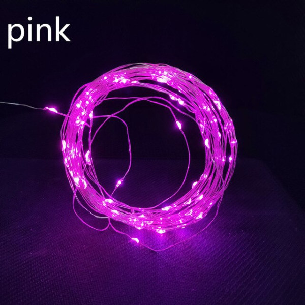 Romantisk 10M LED-guirlande snoreforsyninger DIY Fairy Lights til Glas Craft Flaske Bryllups fødselsdagsfest dekoration Baby Shower Pink 1m 10led