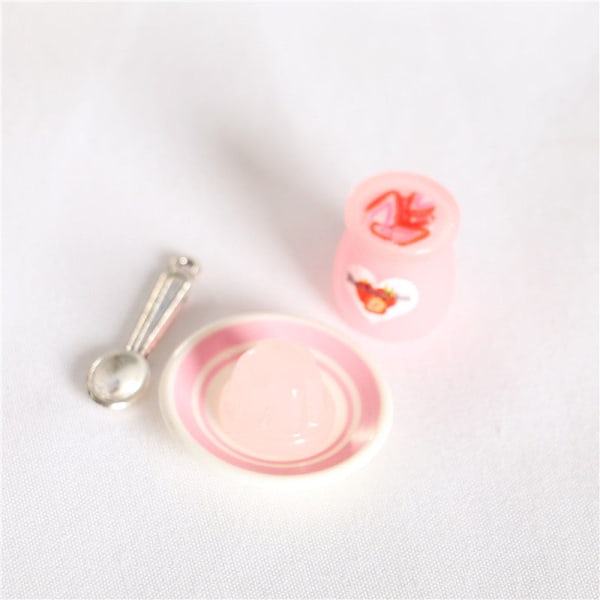 Miniature Furniture Toy Dolls House DIY Decoration Accessories Mini Polymer Clay Coulis Strawberry Pudding set