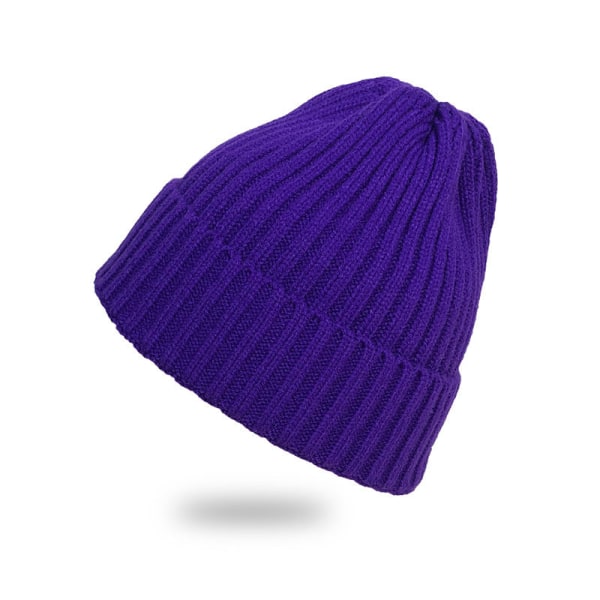 Lämmin talvi neulottu pipo hatut syksyn ja talven hyytelöväri miesten ja naisten villaiset korvaläpät lämmin unisex Purple M