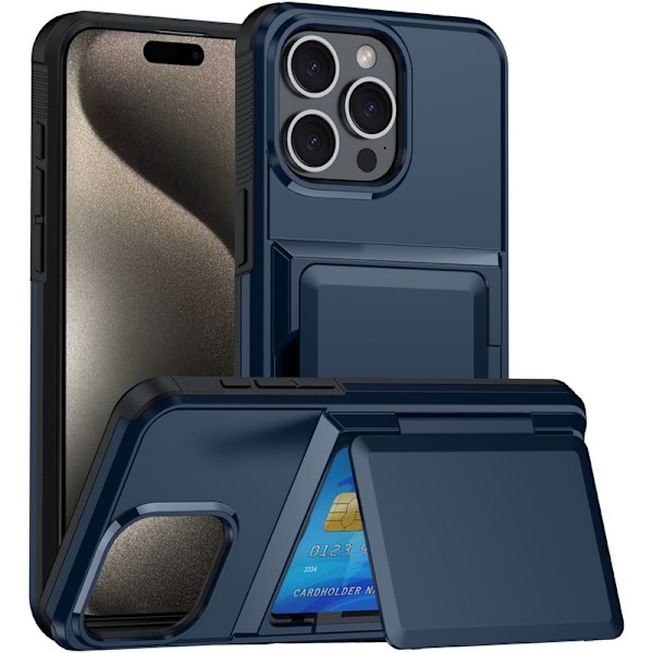 Etui til iPhone 14 6.1 Navy blå kortslot 2 i 1 flip wallet anti fald