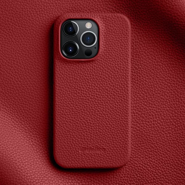 Etui til iPhone 15 Pro Max rødt lær anti-fall
