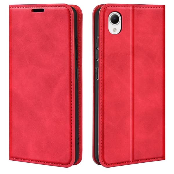 Fodral för Samsung S21 Plus röd Anpassat läder flip magnetisk sug Red