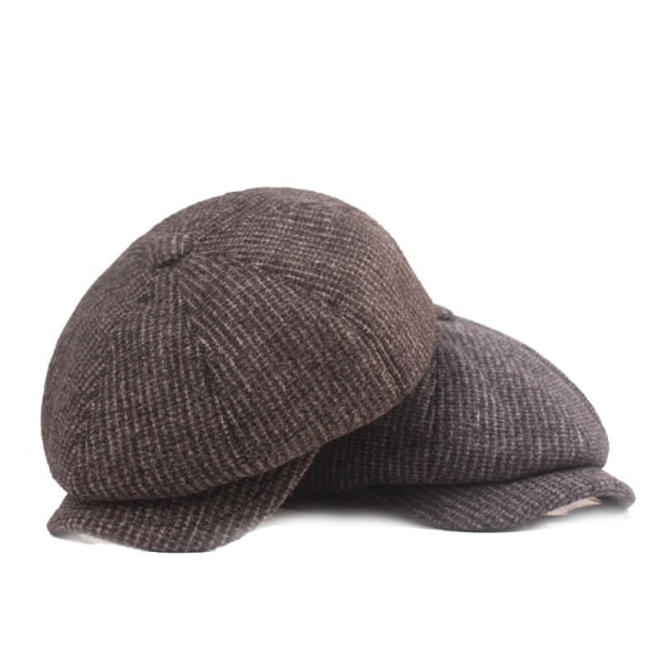 Baret Hat Hat til Ældre Vinter Øreklapper Peaked Cap Mænd Baret Midaldrende og Ældre Advance Hatte Vinter fortykket hat Brown L(58cm)