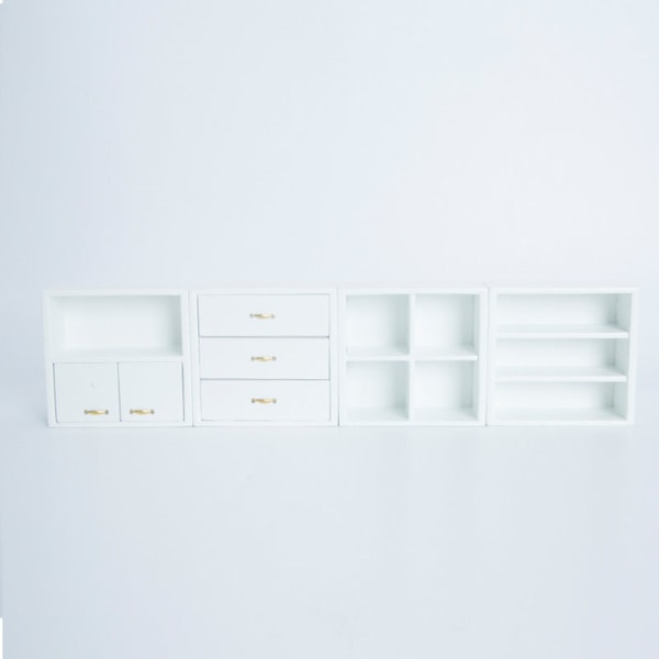 Miniaturemøbler Legetøjsdukker Hus gør-det-selv-dekorationstilbehør Mini 1:12 Samlet skab White