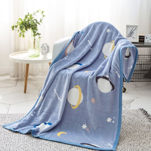 Tunn liten filt Flanell Cover Benfilt Enkel Luftkonditionering Tupplursfilt Coral Fleece Wandering starry sky 75*100cm