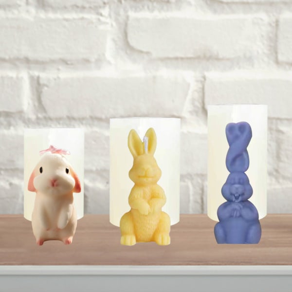 Mold 3D 3D Söpö Kuu Kani Mold Style Kodin koristeet Aromaterapia kynttilän leivonta mold Sitting rabbit