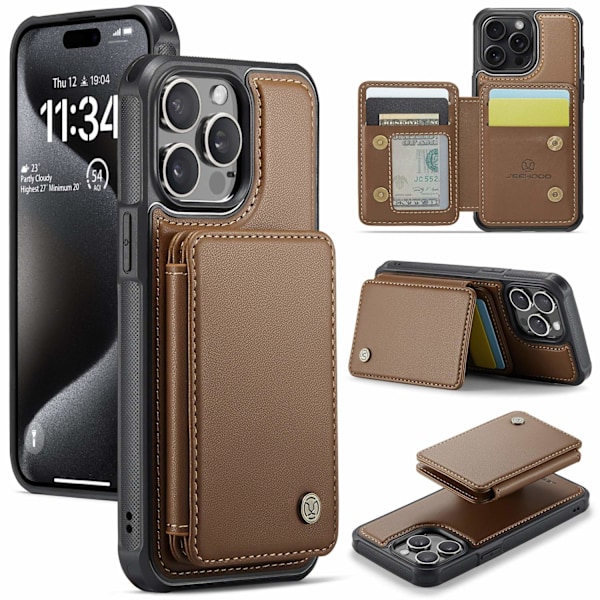 Etui til iPhone 13 Pro brun aftagelig kortholder