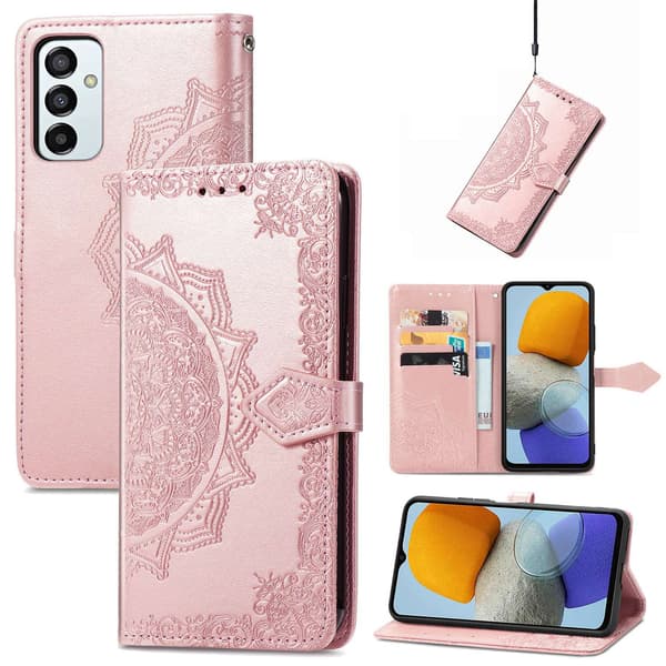 Etui til Samsung S25 rosegull lær flip preget
