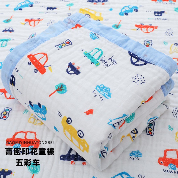 Babys badehåndkle ren bomull babygazeteppe Absorberende tegneserie babybadekar Colorful car 110*110cm