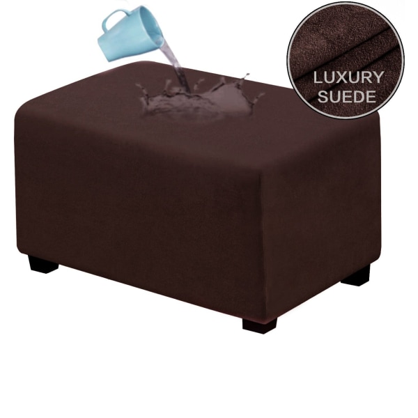 Sofa Stoltrekk Suede Pedal Stoltrekk Stretch Ensfarge Super Glatt lav krakk Light brown Small Size