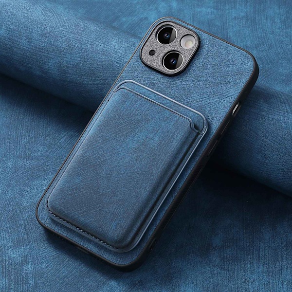 Etui til iPhone 16 Plus blått magnetisk solid fint hull kortholder