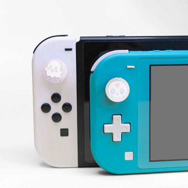 For Nintendo Switch Joystick beskyttelsesdeksel NS OLED Lite Universal Silicone Cute Ghost Milk tea bun