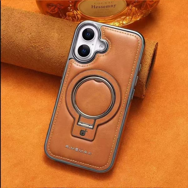 Fodral för iPhone 13PRO [Brunt racketfäste] Magnetisk sug stor hål racketfäste läder full