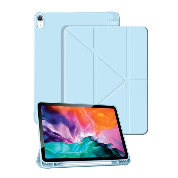 Etui for iPad Air 13 2024/2025 hvit isblå solid Y-foldbart sammenleggbart lær myk tomme