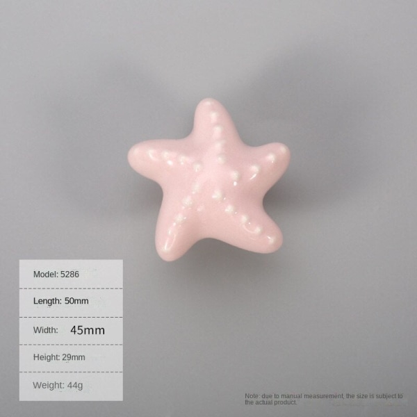 4 kpl söpö värikäs lasten sarjakuva keraaminen kahva vetolaatikon kahva sydänkuori sydämen muotoinen kahva Starfish-pink