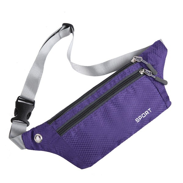 Mænd kvinder Fanny Pack Taljetaske Fritidssport Usynlig Crossbody Sport Plaid tætsiddende mobiltelefon Purple