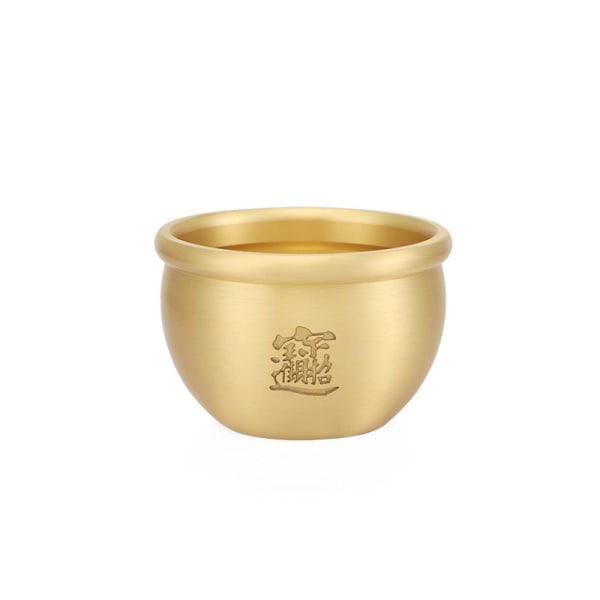 Tuhkakuppi koristeellinen sisustus Baifu Pot Cup Puhdasta messinkiä Fortune Rice Pot Suitsukepoltin Treasure Bowl Gold about 120g (laser)