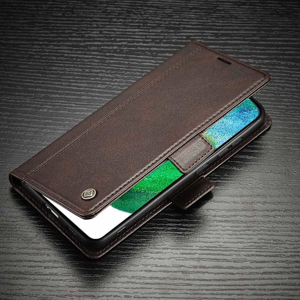 Fodral för iPhone 13PRO kaffe magnetiskt läder business skyddande flip stativ