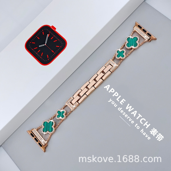 Kellon ranneke Apple Watch iWatch 38/40/41mm -9 sukupolvelle ruusukulta + turkoosi