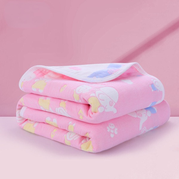 Badehåndklæde til børn Gaze Bomuld Absorberende Betræk Tæppe Børnedyner Baby seks lag Pink clouds 120*150cm