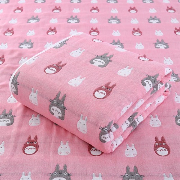 Babys badhandduk ren bomull sex-lagers barntäcken cover filt gasväv badhandduk täcke Totoro pink 120×150cm