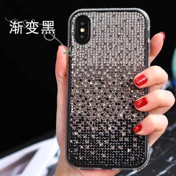 Etui til iPhone 17 Pro Gradient Sort Diamant Gradient Rhinestone Trendy Mærke
